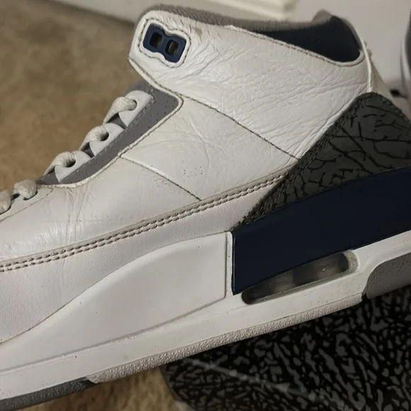 Jordan White and midnight navy Retro Sneakers - Picture 4 of 9